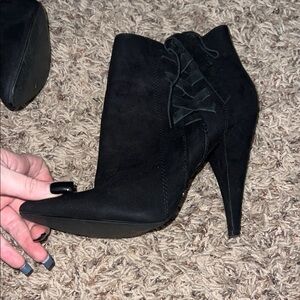 Express Black Suede Ankle Booties